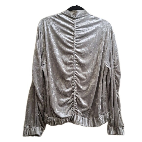 Mod  Black Label Velour Zipper Jacket Women's Size L Silver Gray Long Sleeve Top - Picture 6 of 6